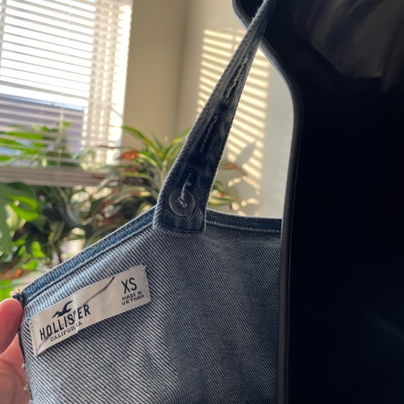 Hollister|| A-Line Denim Mini Zip Up Sleeveless Dress, Worn Once Size XS - Picture 4 of 6